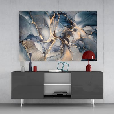 Glasschilderij - Abstract Marmer - Wanddecoratie - % 100 Glas - 110x70x0,4 cm