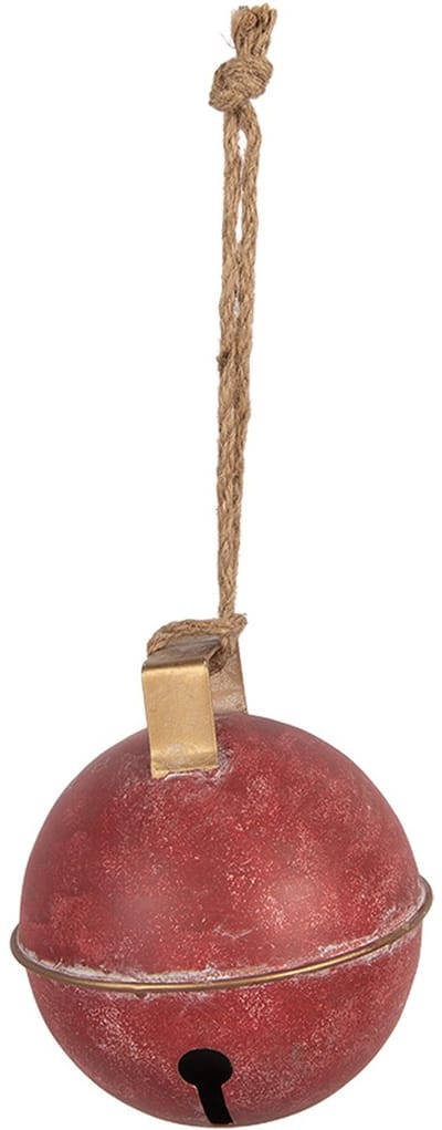 Clayre & Eef Kerstdecoratie Beeld Bel Ø 16x18 cm Rood Metaal