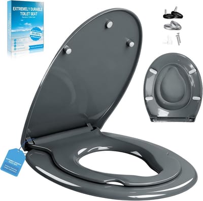 Toiletbril - WC-zitting - Vernieuwen Badkamer - Klassieke Stijl - 44 x 38 cm - Grijs