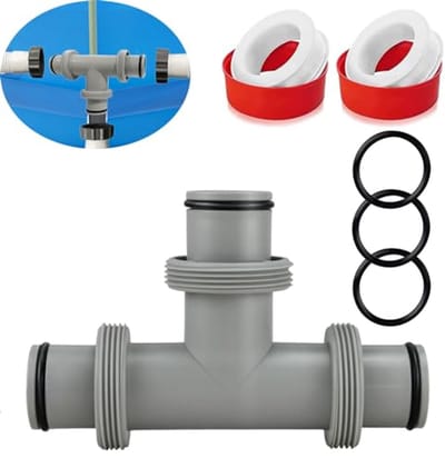 T-stuk Slangconnector - 3-weg Ventiel - Zwembad Onderhoud - Lekvrije Verbinding - 38 mm - Grijs