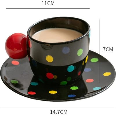 Polka Dot Schuin Kop- en Schotelset Scandinavische Stijl Koffiekop Hoge waarde Afternoon Tea Kop Huishoudelijke Keramische Kop 190ml