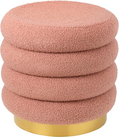 Voetenbank Macaron - Poef - Ontspannen - Zachte Sherpa stof - 41x38x38 cm - Roze