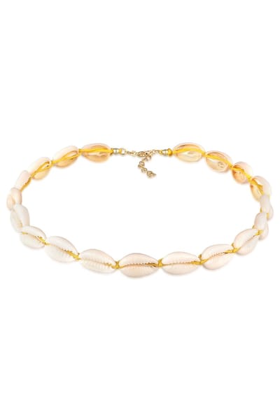 Elli - Halsketting - Dames Choker Trend Strand met Kauri schelpen in 925 sterling zilver verguld - Dames