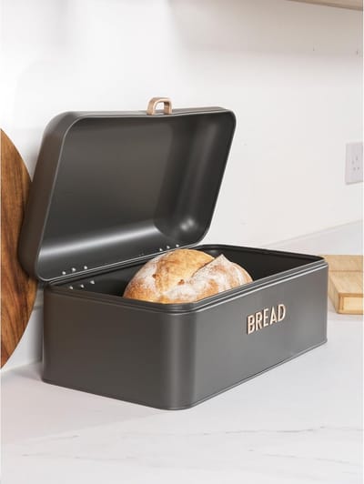 Famanu – broodtrommel grote brood opbergcontainer opslag voor maximaal 2 stuks brood gebak & bagels duurzaam poedergecoat staal | Luxe opberger, modern design voor keuken en dagelijks gebruik