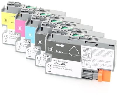 ABC huismerk set 5x inkt cartridge geschikt voor Brother LC424 geschikt voor DCP-J1200W
