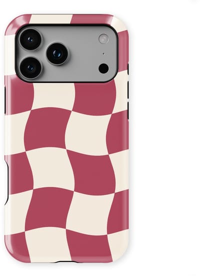 Checkered Warp Hoesje geschikt voor iPhone 17 Pro | Geschikt Voor Mag | Uniek Design Hoesje | Beschermhoes geschikt voor iPhone 17 Pro Crimson Wave
