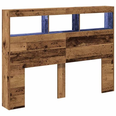 vidaXL - Hoofdbordkast - met - LED - 140x17x102 - cm - oud - hout
