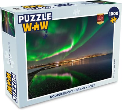 Puzzel Noorderlicht - Nacht - Roze - Legpuzzel - Puzzel 1000 stukjes volwassenen