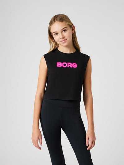Björn Borg Cropped Top Sportshirt Kinderen Meisjes - Sportshirt zonder mouwen - Zwart - Maat 158/164