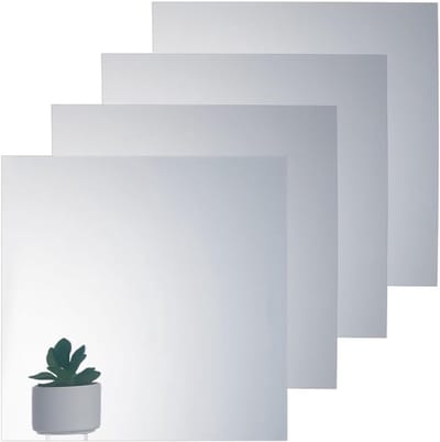 Set van 4 Spiegelglas 30 x 30 cm - Acryl Spiegelplaat voor Make-up, DIY Projecten en Kunstweergave, Vierkant, Zilver