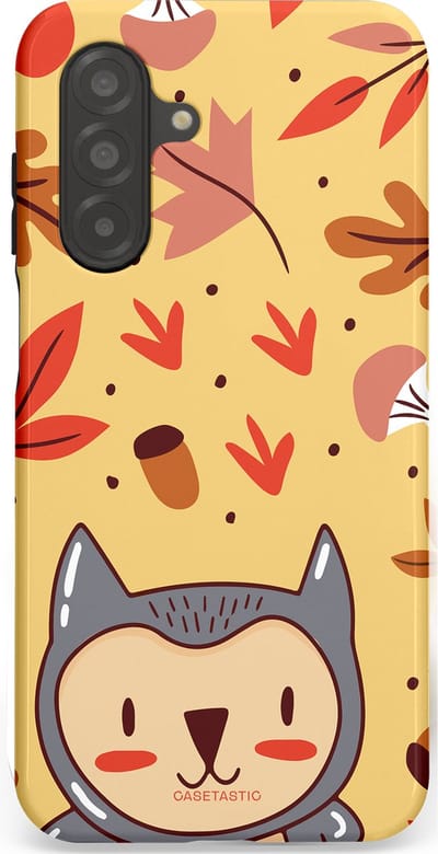 Casetastic hoesje geschikt voor Samsung Galaxy A26 - Dubbellaagse bescherming - Uil in het woud - Fashion Case - Goud Terracotta Zand Rood