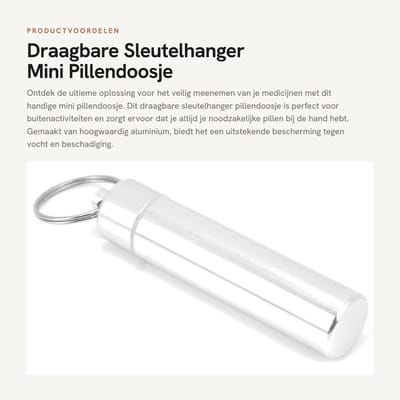 Dailygoods- Pillendoosje Mini - Draagbaar Aluminium - Waterdicht - Sleutelhanger - Lichtgewicht - Corrosieweerstand - Medicijnhouder