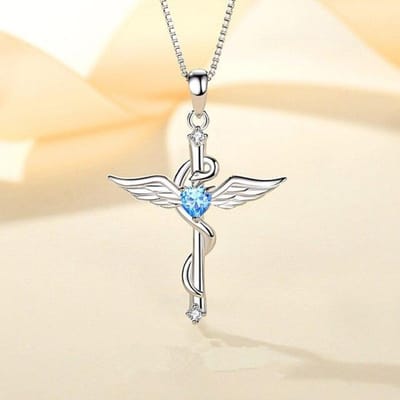 925 Sterling Zilver Zirkoon Engelenvleugels Charm Hangers Kettingen Voor Vrouwen Verjaardag Sieraden Gift Choker Collier Dz066 blauw