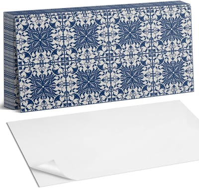 Coloray Plaktegels - Bloemenpatroon met bladeren Zelfklevende Wandtegels - 40 cm x 20 cm - Marine Plaktegels - 10 stuks - Rechthoek PVC Tegels - Plaktegels Badkamer - Vloertegels Zelfklevend - Vinyl Tegels Zelfklevend - Portugese Tegels