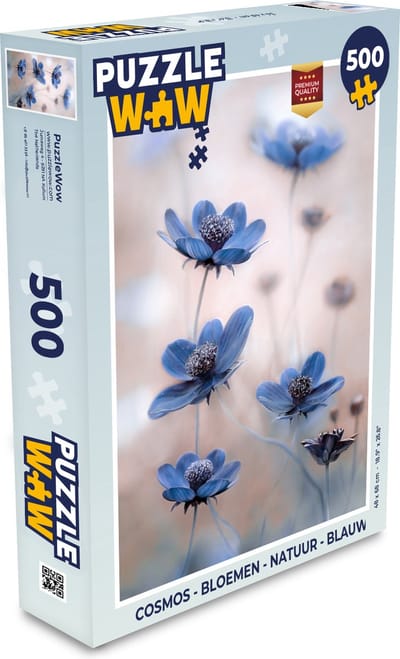 Puzzel Cosmos - Bloemen - Natuur - Blauw - Legpuzzel - Puzzel 500 stukjes
