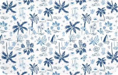 WC mat 80x50 cm - Antislip - Zee - Patroon - Blauw - Wit - Toiletmat - Vloermat - Douchemat - Toilet tapijt - Toiletmatten