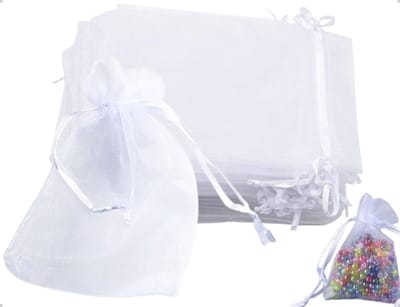 Dailygoods- Organza Tassen Set van 50 - Wit - Duurzaam Chiffon - Geschenktassen - Juwelen Tassen - Ideaal voor Bruiloften/Festivals - Sieradentassen