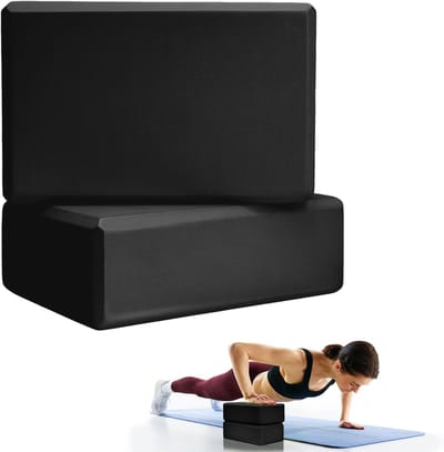 2 stuks yogablokken - Leg Press-blokken - Schuimblokken voor volwassenen - 23 x 15 x 7,5 cm - Schuimblokken voor yoga-accessoires - Yoga - Ligament stretch - Voor Pilates stretch- en meditatieoefenblokken - Lichtgewicht yoga-essentials - Zwart