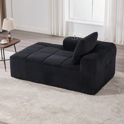 Comfortabele corduroy relaxbank - Geen montage nodig, zachte bank met rugkussens, opbergvak aan de zijkant voor afstandsbediening en mobiele telefoon, geïntegreerde bekerhouder - netjes en esthetisch aantrekkelijk.