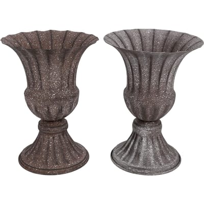 2 PCS Vase de Cimetière Décoration Mémorielle Coupe-Vent Urne Pot à Fleurs Arrangement Floral Facile Base Stable Gris Foncé gris foncé
