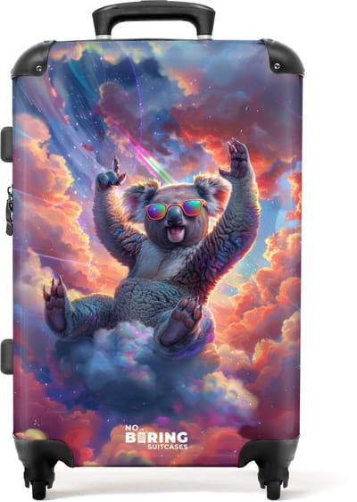NoBoringSuitcases.com® - Kinderkoffer groot - Kindertrolley koffer - koala - Wolken - Rolkoffer lichtgewicht - Reiskoffer met 4 wielen - Grote trolley XL - 20 kg bagage