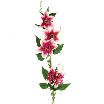 Clematis tak met 5 bloemen, kunstbloem, decoratieve tak roze, wit L84c