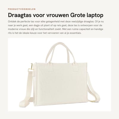 Inovra- Draagtas grote capaciteit - Laptop tas - Crossbody tas - Handtas - Strandtas - Hoogwaardig canvas met rits - Laptoptas