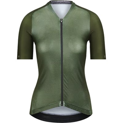 BIORACER Icon Coldblack - Fietsshirt Zomer - Dames - Thyme Green - Korte Mouw - UV-Bescherming & Aansluitend - Maat XL