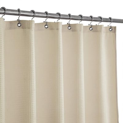 Famanu - Luxe wafelstof douchegordijn 92x183 cm, waterafstotend, zwaar textiel, crème