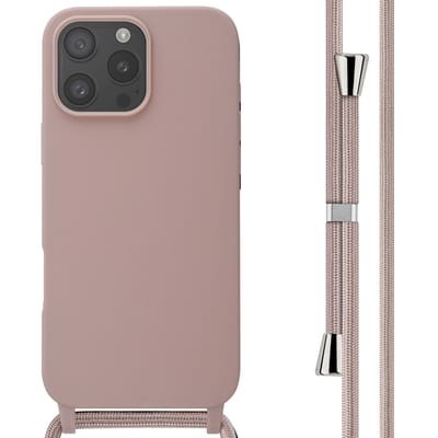 imoshion Hoesje - Geschikt voor Apple iPhone 16 Pro Max - Siliconen hoesje met koord - Sand Pink
