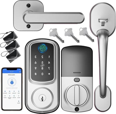 Sleutelloos Deurslot - Slim Slot Handgreep - Toegang Beveiligen - 7-in-1 Ontgrendeling - 35.6 x 25.4 x 7.6 cm - Zilver