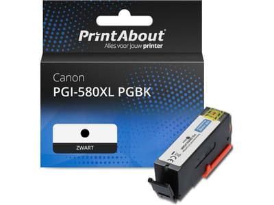 PrintAbout huismerk Inktcartridge PGI-580XL PGBK Zwart Hoge capaciteit Geschikt voor Canon