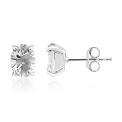 Cavill - Zilveren Oorbellen - 925 Sterling Zilver - 2x Witte Topaas 2 691 ct - Elegante Ovale Concaaf Slijpsel Oorstekers 8x6 mm