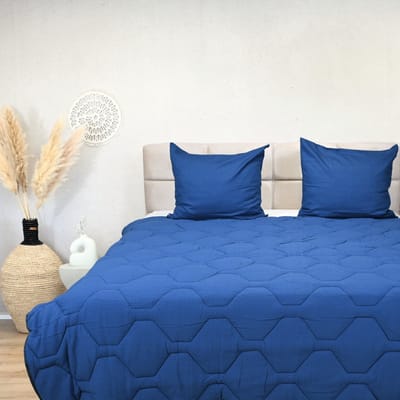 HappyBed Dekbed zonder overtrek 140x200 - 100% Katoen - Wasbaar Dekbed - Bedrukt dekbed zonder hoes - Hoesloos Dekbed - Eenpersoonsdekbed - Dark blue