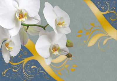 Fotobehang Pattern Flowers Orchids Abstract | XL - 208cm x 146cm | 130g/m2 Vlies