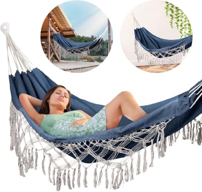Outtec® Hangmat XXL - 200x150 cm, tot 200kg - Boho Katoenen Hangmat voor Buiten, Tuin, Balkon - voor Kinderen en Volwassenen