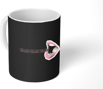 Mok - Koffiemok - BLAH BLAH BLAH - Mond - Groen - Mokken - 350 ML - Beker - Koffiemokken - Theemok - Mok met Tekst
