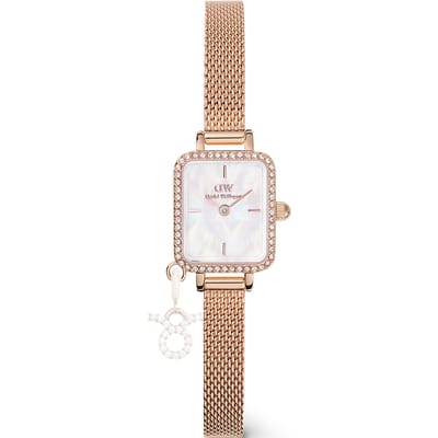 Daniel Wellington DW Watch Quadro Mini Crystal Zodiac Melrose 15.4x18.2mm Rose Gold