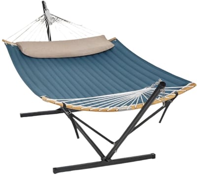 Hangmat met metalen frame - hangmat - buitenlouner - ondersteunt 200 kg - 400 cm x 100 cm x 90 cm frame, 200 cm x 140 cm mat