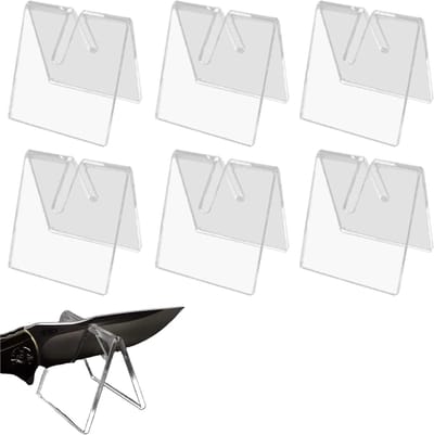 Set van 6 Transparante Acryl Messtandaards voor Dagger Collectie en Presentatie van Zwaarden en Messen