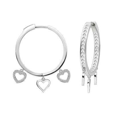 Juwelier Zwartevalk - Zilveren (gerhodineerd) bedel oorbellen met zirkonia - 22.184/30mm
