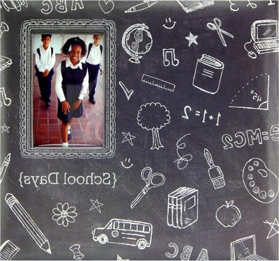 Scrapbook Album - Fotoboek Herinneringen - Schooldagen Vastleggen - Uitbreidbaar Postgebonden Ontwerp - 30.5 x 30.5 cm Pagina's - Krijtbord Patroon