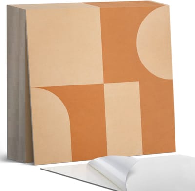 Coloray Plaktegels - Abstract geometrisch patroon Zelfklevende Tegels - 20 cm x 20 cm - Oranje Plaktegels - 20 stuks - Vierkant PVC Tegels - Plaktegels Badkamer - Plaktegels Vloer - Vinyl Tegels Zelfklevend - Wandtegel Zelfklevend