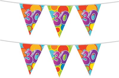 Haza Vlaggetjes 30 jaar - leeftijd verjaardag - 2x stuks - plastic 10m