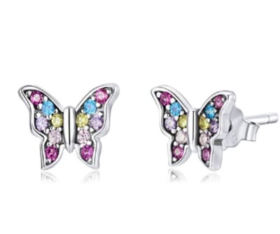 Vlinder Oorbellen - 925 Zilver - Kleurrijke Zirkonia - RomyStones