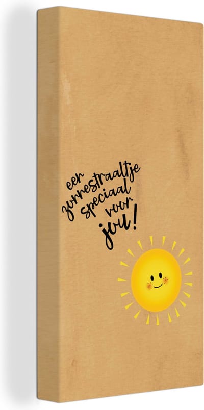 Canvas Schilderij Beterschap - Quote - Geel - Zon - 20x40 cm - Wanddecoratie