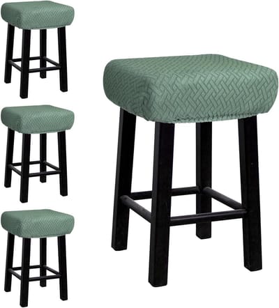 Allecta - Stoelhoezen set van 4, rechthoekig, barkrukafdekkingen, zadelhoes, groen, voor houten en metalen stoelen.