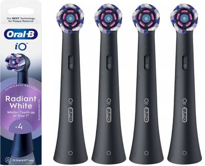 Oral-B iO Radiant Black - Opzetborstels - 4 stuks - Origineel - Voor alle iO Series - 100% plaakverwijdering