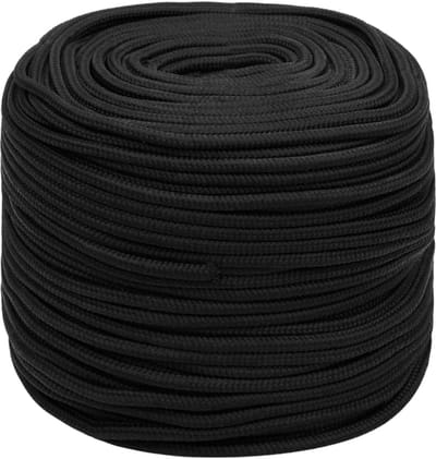 Sterk Gevlochten Touw Polypropyleen 6mm Zwart 100 Meter voor Boot en Kamperen