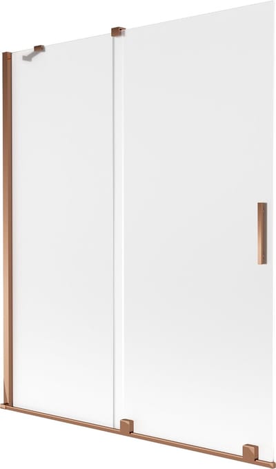 Mexen Velar badwand scherm 2-vleugelig schuifbaar 140 x 150 cm, matglas, roze goud - 896-140-000-31-60